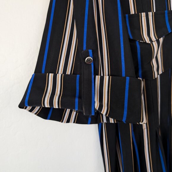 COCOMO Blouse Women's 2X Multicolor Striped Pintuck 1/4 Zip 3/4 Sleeve Work - Picture 3 of 10